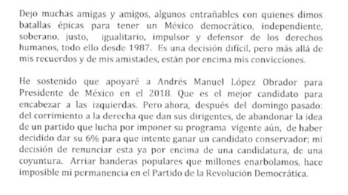 Leonel Godoy y los motivos de su renuncia al PRD: el partido se alió "con enemigos de la izquierda y del cardenismo"