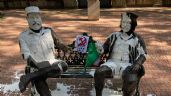 Foto ilustrativa de la nota titulada: Escultura de Fidel Castro y el "Che" Guevara es vandalizada en la CDMX