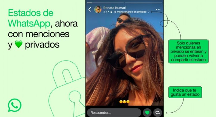 WhatsApp permite mencionar de manera privada en los estados