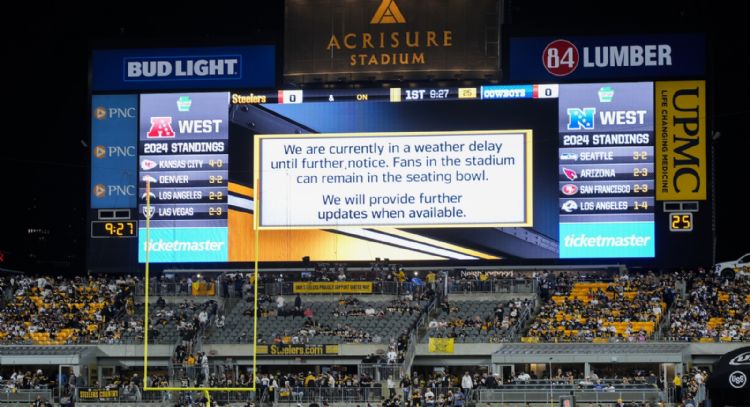Tormenta eléctrica atrasa el inicio del partido entre Dallas y Pittsburgh