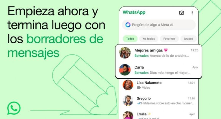 WhatsApp despliega los borradores de mensajes a nivel global