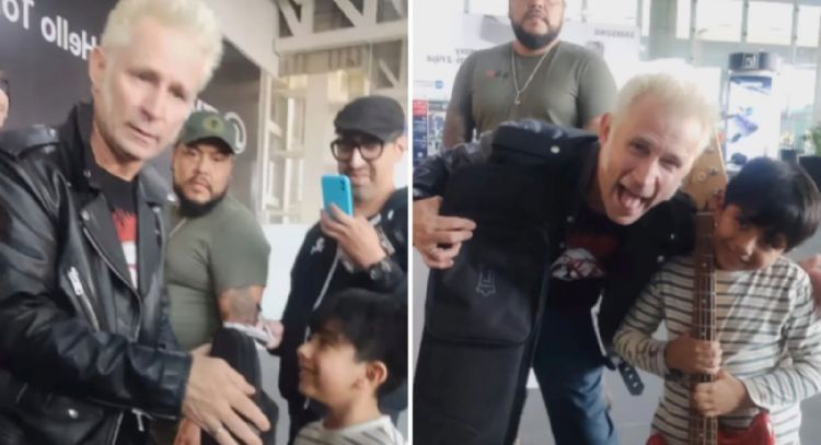 Mike Dirnt, integrante de Green Day, regala bajo a niño mexicano (Video)