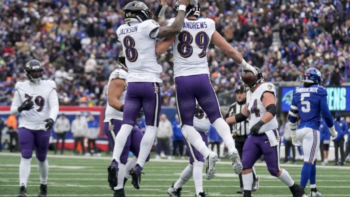 Jackson lanza 5 pases de TD y Ravens envía a Giants a su novena derrota consecutiva