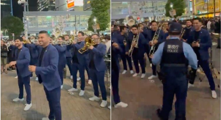 ¡Les cayó la policía! Así callaron a la Banda El Recodo mientras tocaba en calles de Japón (Videos)