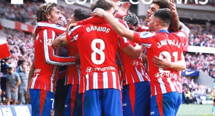 Atlético Madrid gana su 14mo partido consecutivo y lidera la liga española