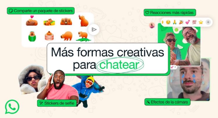 WhatsApp añade reacciones a mensajes con doble toque, stickers de selfis, fondos y efectos a fotos