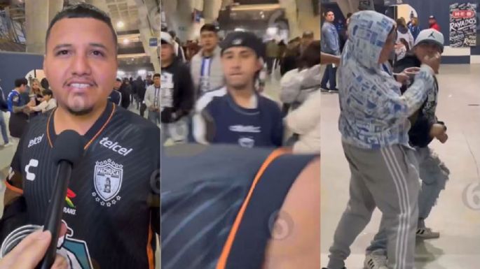 Fan de Rayados golpea a aficionado de Pachuca en plena entrevista (Video)