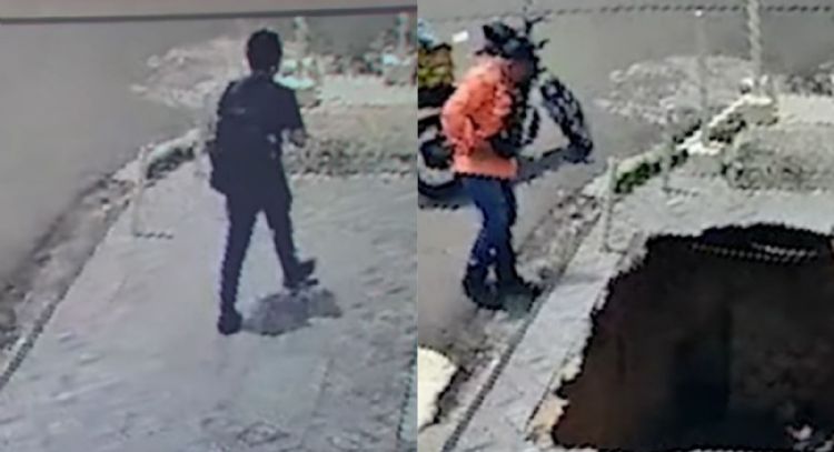 Se abre mega socavón a plena luz del día y “traga” a un estudiante (VIDEO)