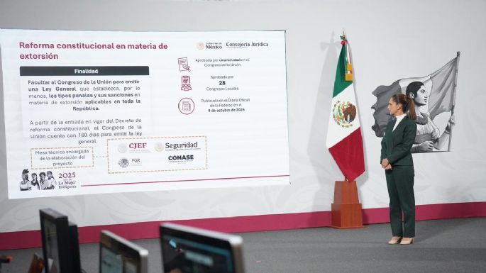 Sheinbaum envía reforma para armonizar leyes contra la extorsión