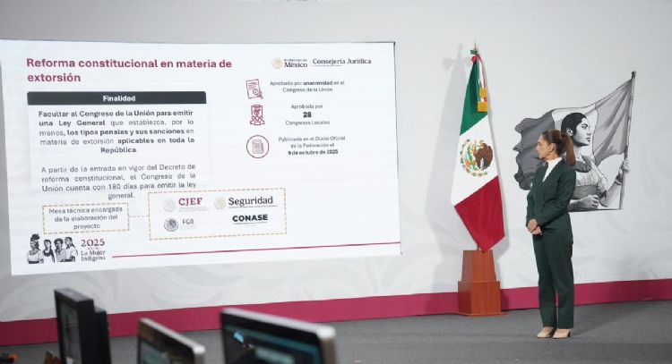 Sheinbaum envía reforma para armonizar leyes contra la extorsión