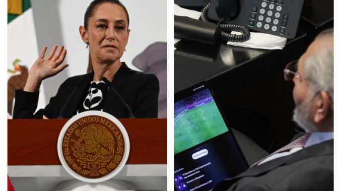 Así reaccionó Sheinbaum sobre Adán Augusto viendo el futbol en plena comparecencia