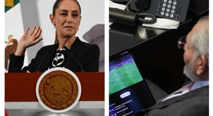 Así reaccionó Sheinbaum sobre Adán Augusto viendo el futbol en plena comparecencia