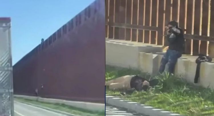 Dos mujeres migrantes caen al intentar cruzar muro entre México y EU (Video)