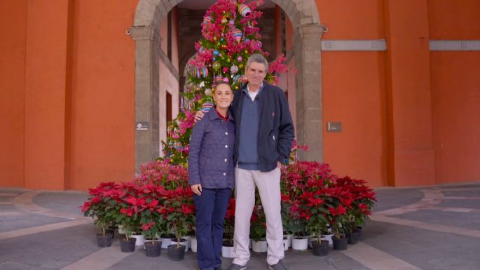 Este es el mensaje navideño que envió Sheinbaum y Tarriba desde Palacio Nacional (Video)