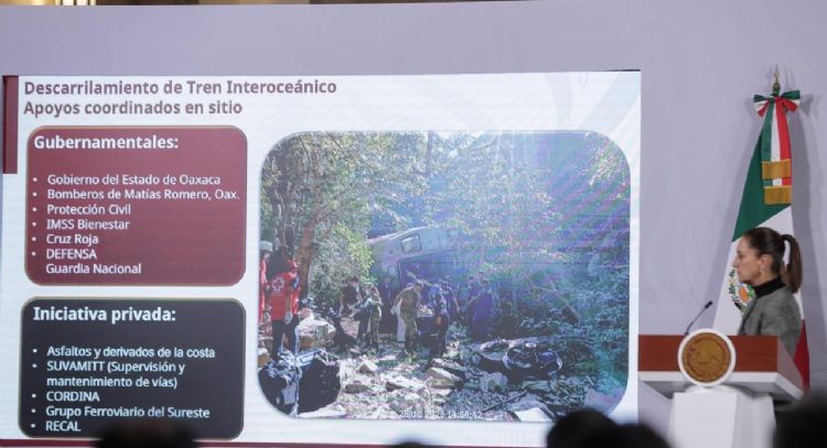 "Su objetivo es denostar": Sheinbaum responde a críticas por descarrilamiento del Tren Interoceánico