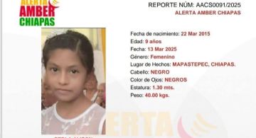 Chiapas: Hallan el cuerpo sin vida de niña de 9 de años desaparecida desde el 13 de marzo