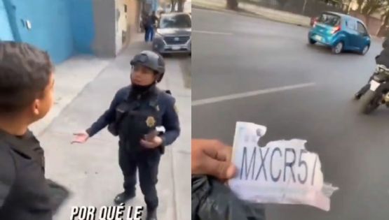 Policías en CDMX son exhibidos en VIDEO usando placas de cartón para extorsionar