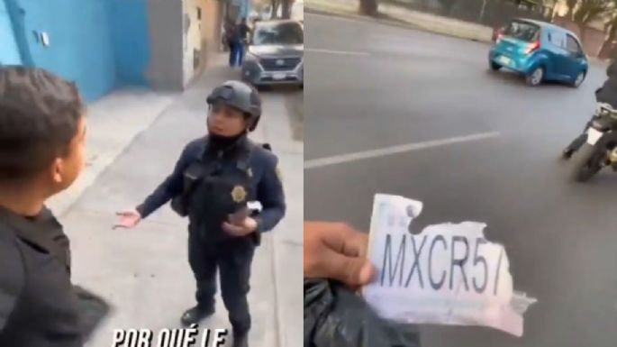 Policías en CDMX son exhibidos en VIDEO usando placas de cartón para extorsionar
