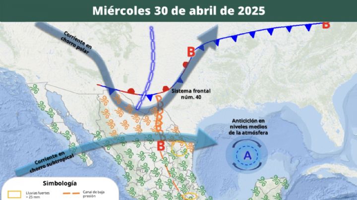 Frente frío 40 se extenderá en la semana; lluvias en más de 20 estados el Día del Niño y 1 de mayo