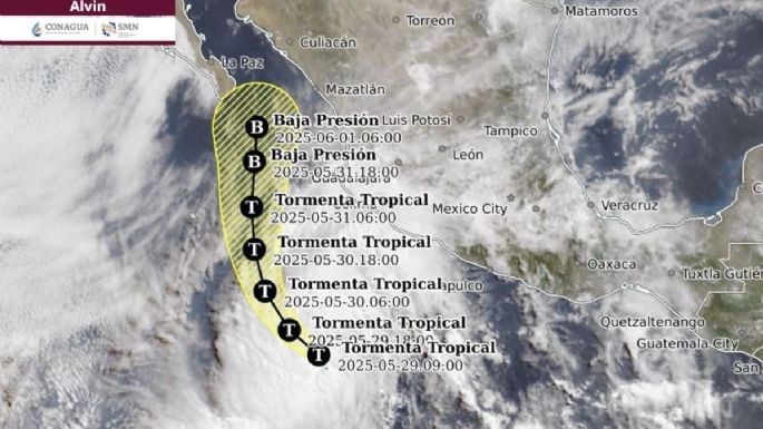 Tormenta tropical Alvin surge en el Pacífico y va hacia Los Cabos: esta es su ruta