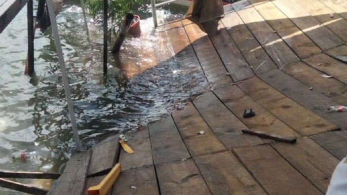 Se desploma muelle en el lago de Tequesquitengo; más de 30 personas caen al agua (Video)