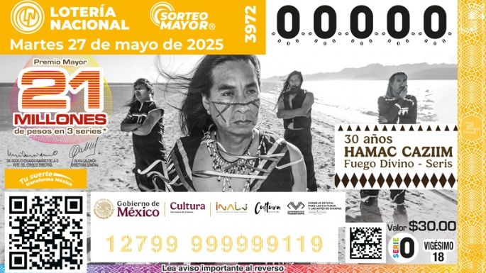 Celebración de los 30 años del rock indígena en billete de la Lotería Nacional