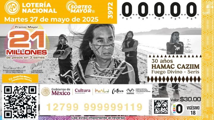 Celebración de los 30 años del rock indígena en billete de la Lotería Nacional