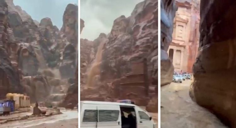 Inundaciones en Jordania dejan dos turistas muertos; evacúan ciudad arqueológica de Petra (Video)