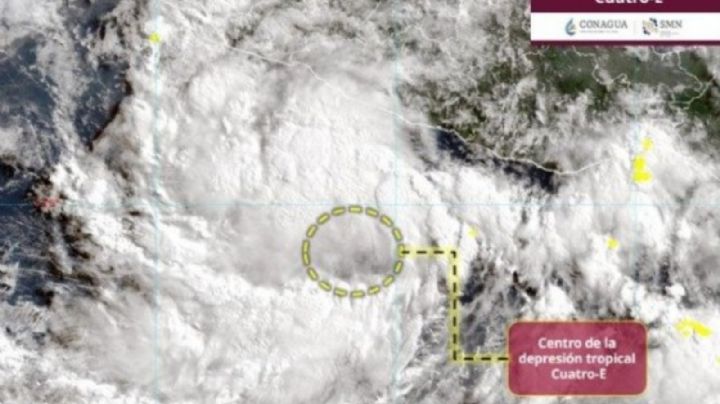Prevén lluvias intensas en 13 estados por la Depresión Tropical Cuatro-E que avanza en el Pacífico
