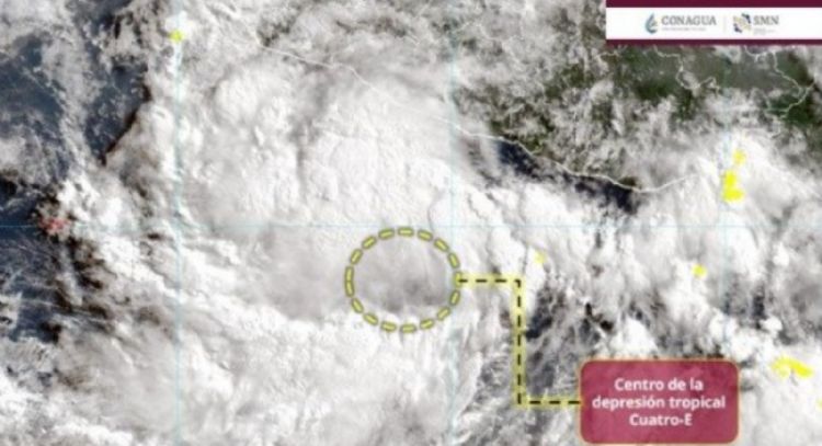 Depresión tropical Cuatro-E avanza en el Pacífico; prevén lluvias intensas en 13 estados