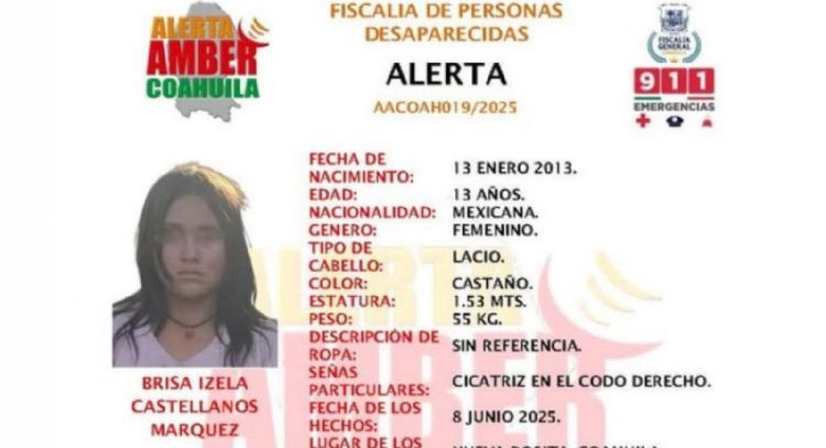Hallan sin vida a niña de 13 años en lote baldío de Coahuila tras alerta Amber