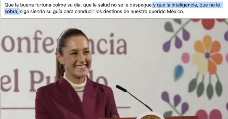 Gutiérrez Müller se equivoca en mensaje de cumpleaños a Sheinbaum