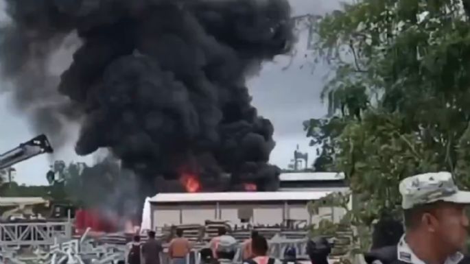 Se registra incendio en campamento del Tren Maya en Quintana Roo (Video)