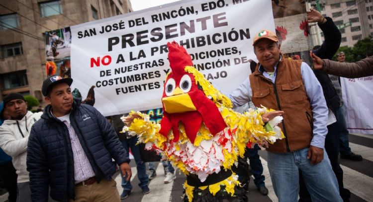 Galleros y taurinos marchan para exigir que sus actividades salgan de la agenda animalista