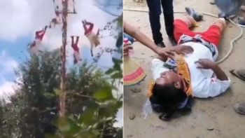 Cinco Voladores de Papantla caen de más de 10 metros tras colapso de estructura (Videos)