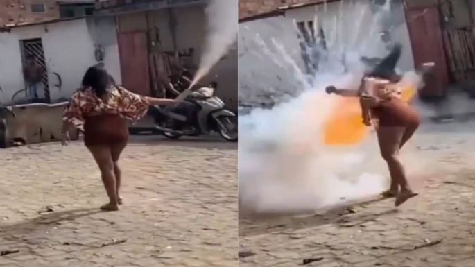 Mujer resulta herida por explosión de pirotecnia en su cara durante festejo religioso