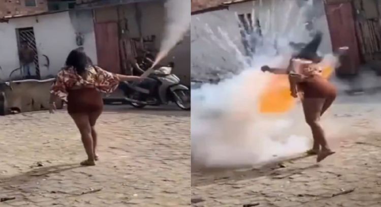 Mujer resulta herida por explosión de pirotecnia en su cara durante festejo religioso