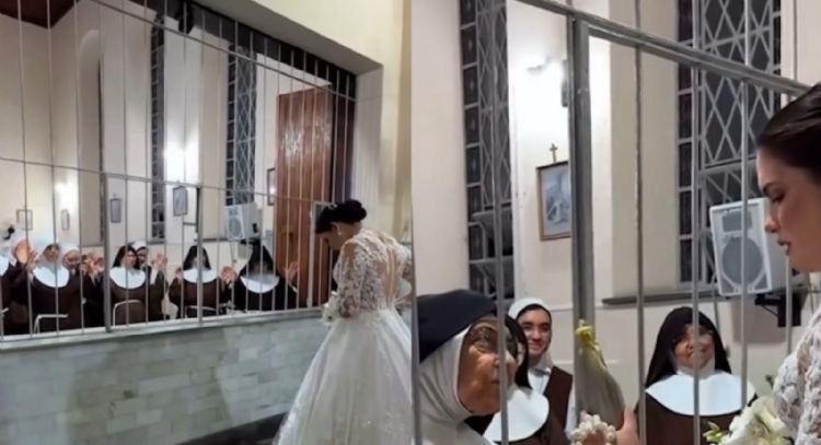 Exmonja de clausura visita su antiguo convento el día de su boda y rompe en llanto (VIDEO)