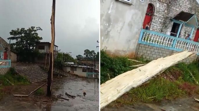 Rayo impacta y destruye poste de Voladores de Papantla en Puebla (Video)
