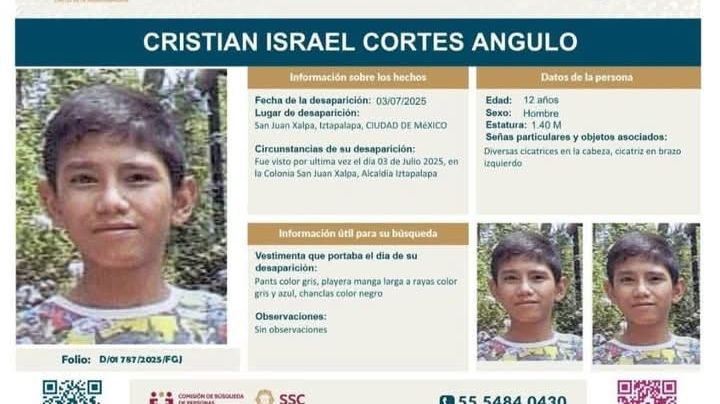 Israel Cortes Angulo: El menor de 12 años que desapareció en Iztapalapa