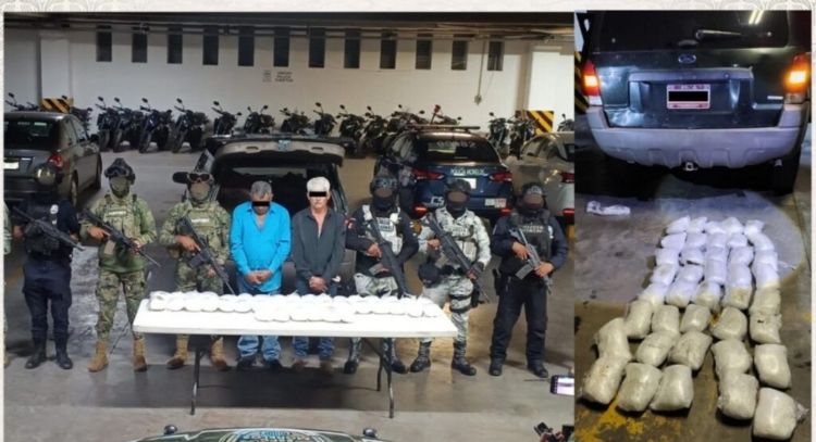 Detienen en Morelos a dos hombres con 40 kilogramos de "cristal" y decomisan cerca de 8 mdp