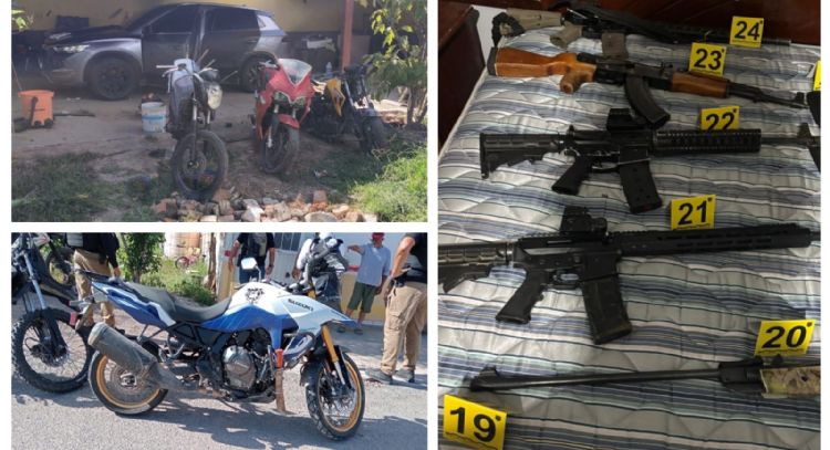 Aseguran arsenal y vehículos robados en Encarnación de Díaz, Jalisco