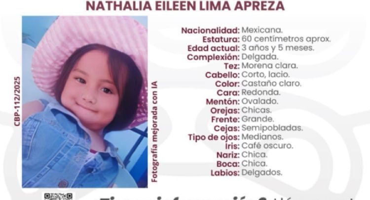Exigen esclarecer desaparición de la niña Nathalia Eileen; acusan a madre y padrastro