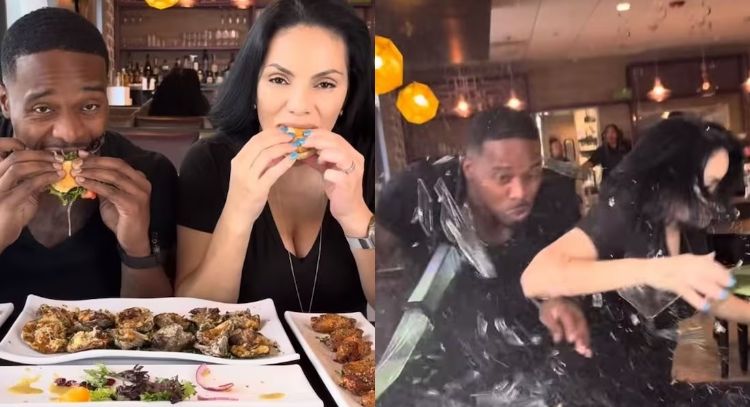 Influencers sobreviven a ser atropellado por una camioneta mientras grababan en restaurante (Video)