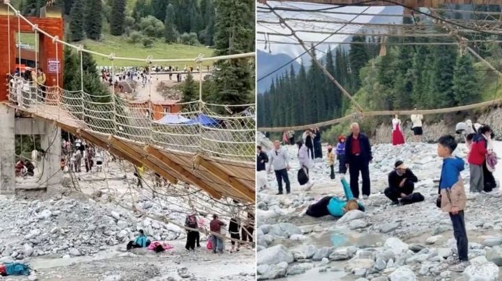 Derrumbe de puente colgante en China deja cinco muertos (Video)