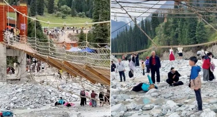 Derrumbe de puente colgante en China deja cinco muertos (Video)
