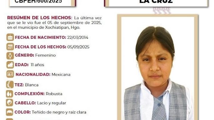 Hallan sin vida a Maricela, menor de 11 años desaparecida en la Huasteca hidalguense