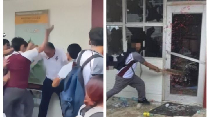 Golpean a director de CETis en Altamira durante protesta por acoso sexual (Videos)