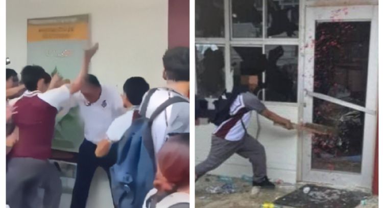 Golpean a director de CETis en Altamira durante protesta por acoso sexual (Videos)