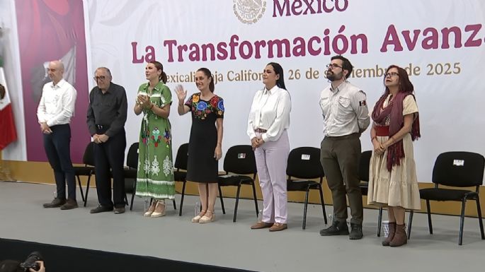 Mexicali recibe a Sheinbaum con protestas por megapuerto y personas desaparecidas